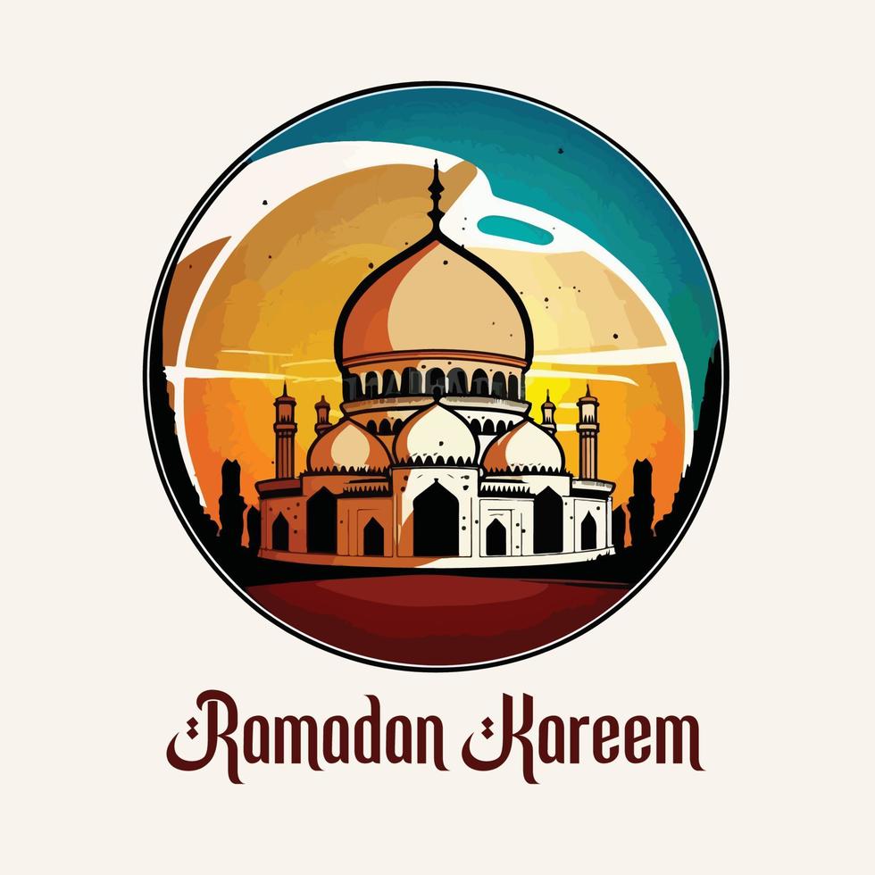 Ramadán kareem islámico lleno color diseño vector