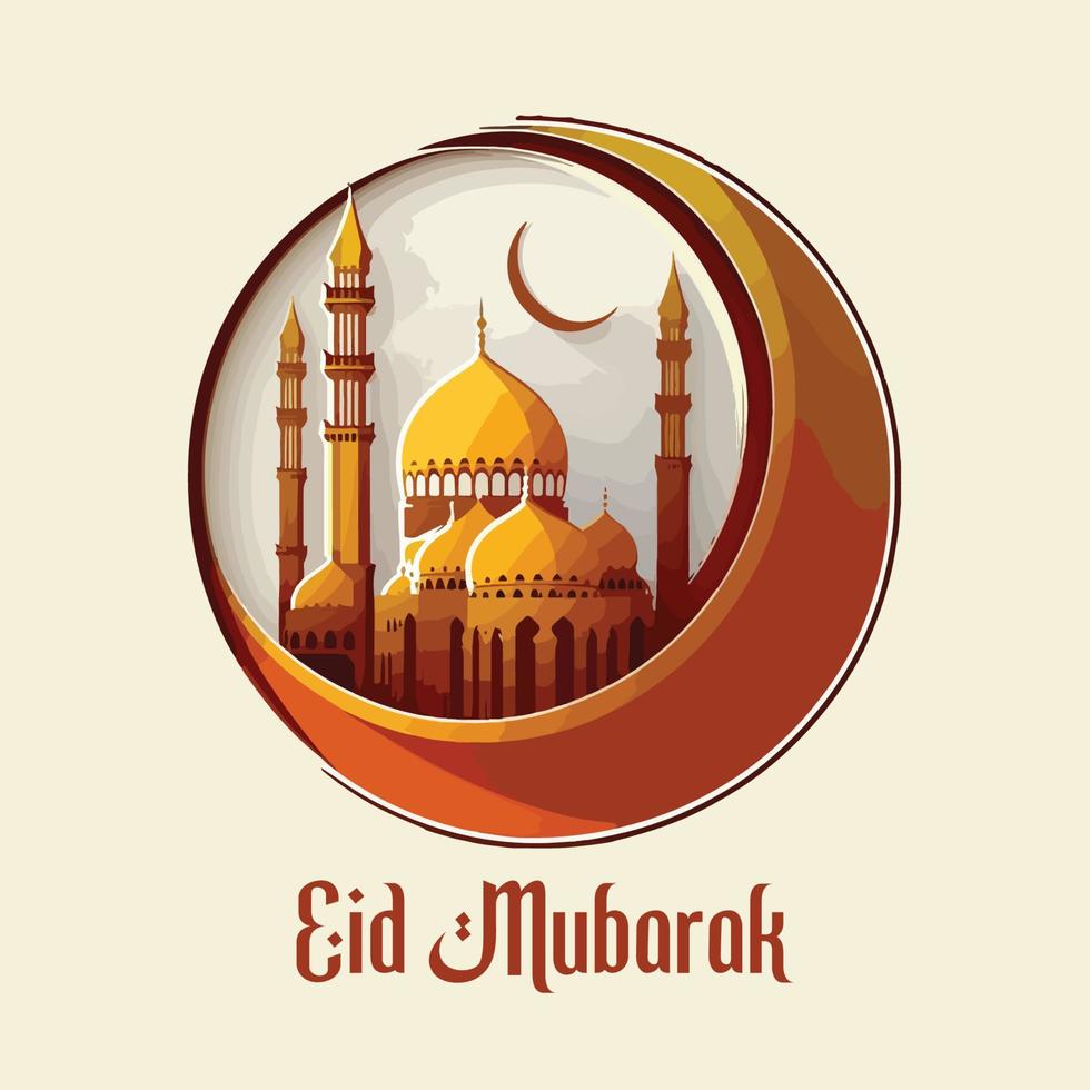 eid Mubarak islámico lleno color diseño vector