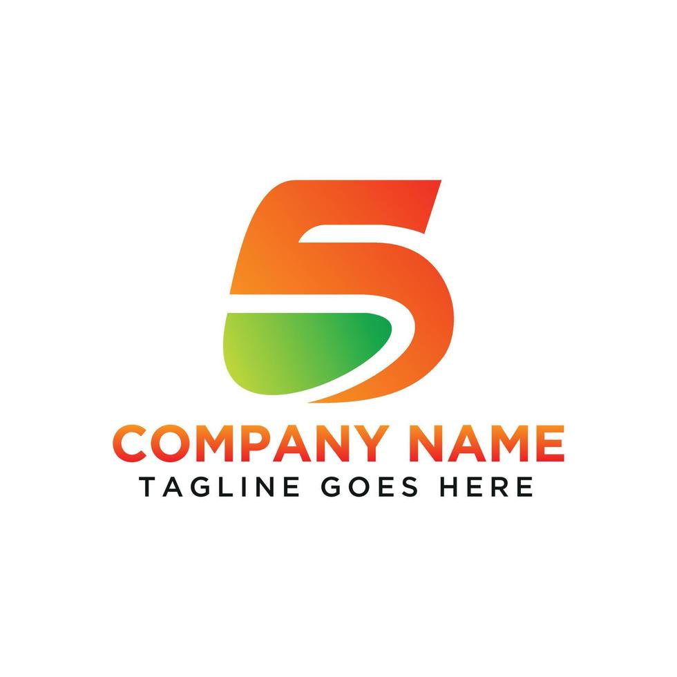 Five number logo templates or the letter S with green orange gradations. vector