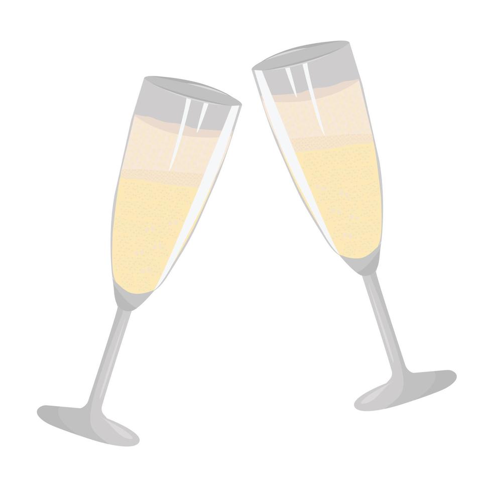 Two glasses of sparkling wine, illustration vector