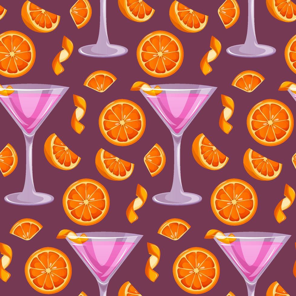 sin costura modelo cosmopolita clásico cóctel con naranja. italiano aperitivo cocteles alcohólico bebida para bebidas bar menú. playa vacaciones, verano vacaciones, fiesta, café bar, recreación. vector