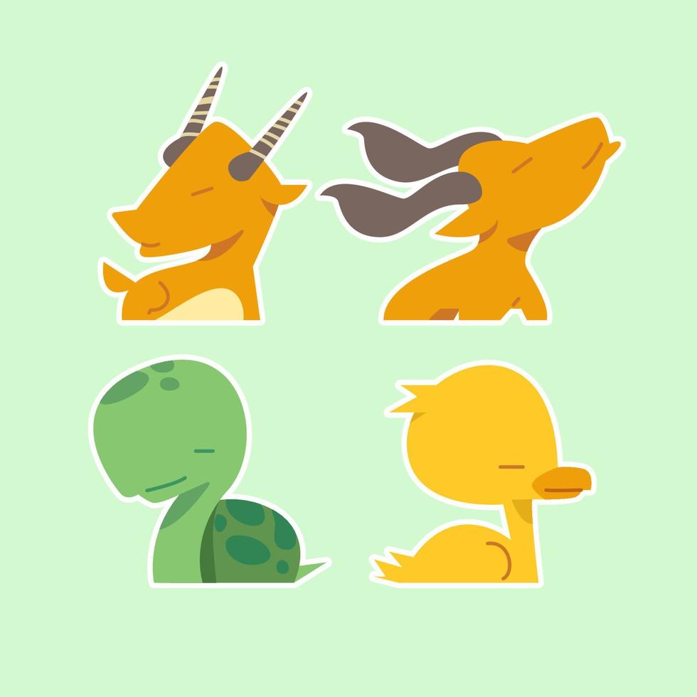 Cute wild animals set including deer, deer, turtles and ducks. Safari jungle animals vector. Woodland animal illustration. vector