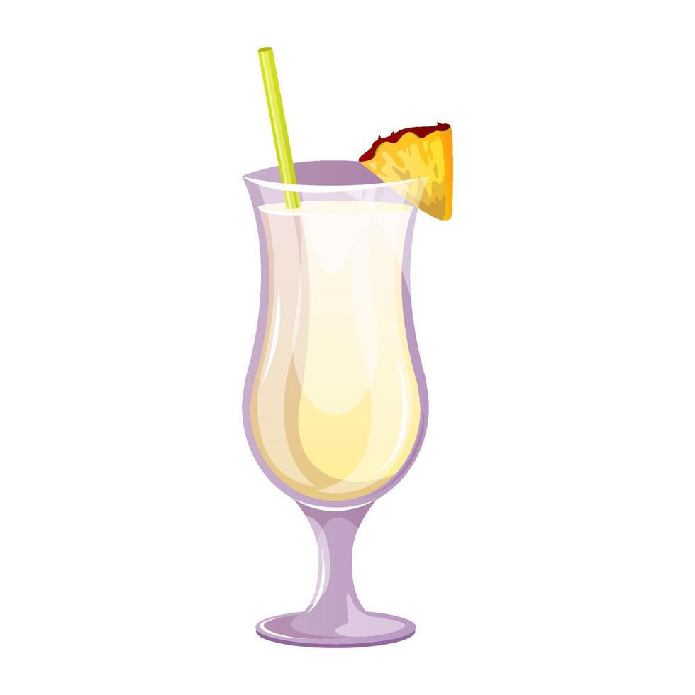 piña colada clásico cóctel con Ron, Coco leche, piña. italiano aperitivo cocteles alcohólico bebida para bebidas bar menú. playa vacaciones, verano vacaciones, fiesta, café bar, recreación. vector