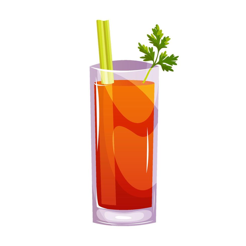 sangriento María clásico cóctel con apio, limón, vodka, tomate. italiano aperitivo cocteles alcohólico bebida para bebidas bar menú. playa vacaciones, verano vacaciones, fiesta, café bar, recreación. vector