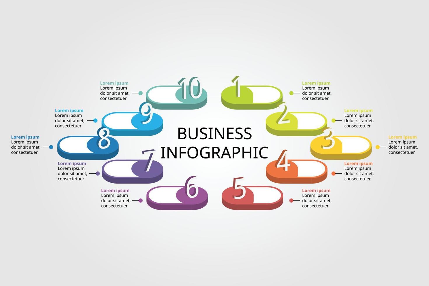 step number chart template for infographic for presentation for 10 element vector