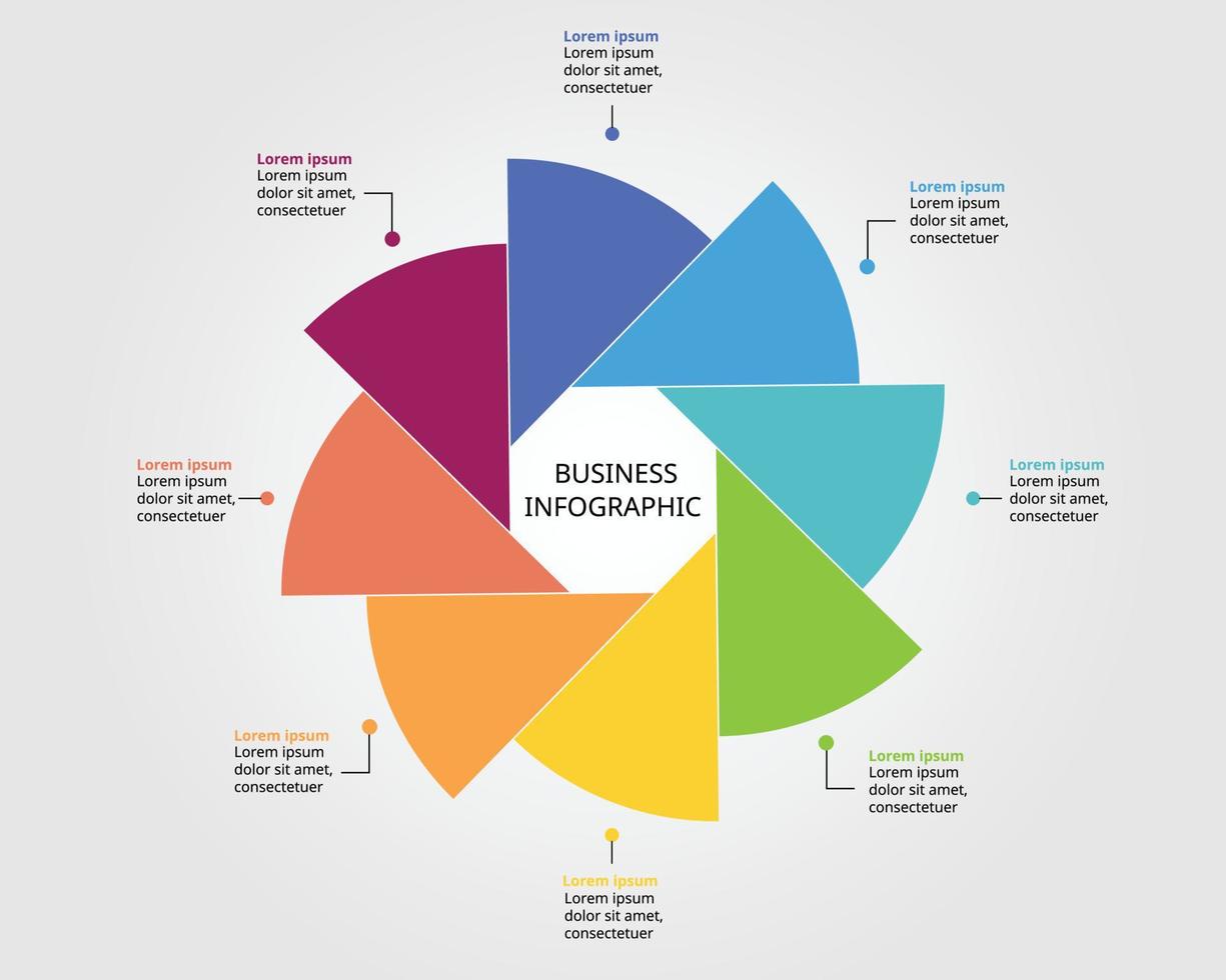 circle pie chart template for infographic for presentation for 8 element vector