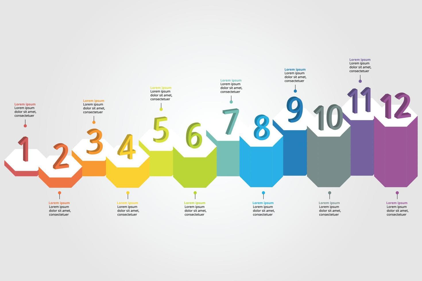 timeline with number template for infographic presentation template with 12 element for banner vector