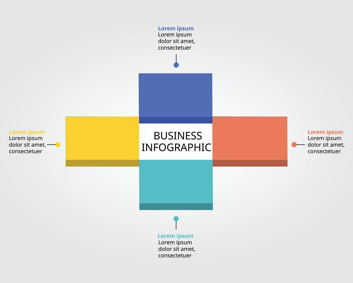 square chart template for infographic for presentation for 4 element vector