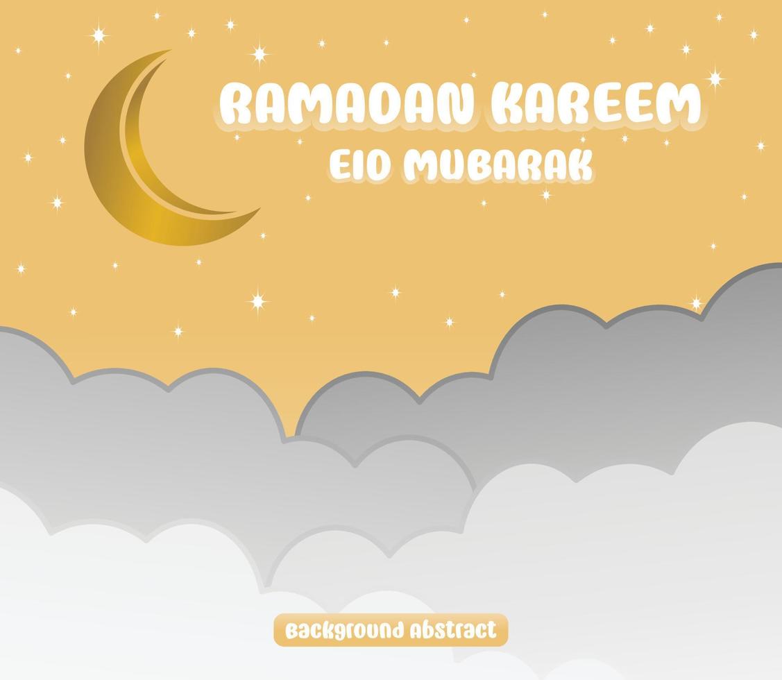Editable Ramadan sale poster template. with paper-cut ornaments, moon and stars. Design for social media and web. Vector illustration