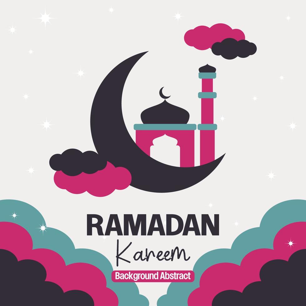 Editable Ramadan sale poster template. with paper cut ornaments, mosque, moon and stars. Design for social media and web. Vector illustration