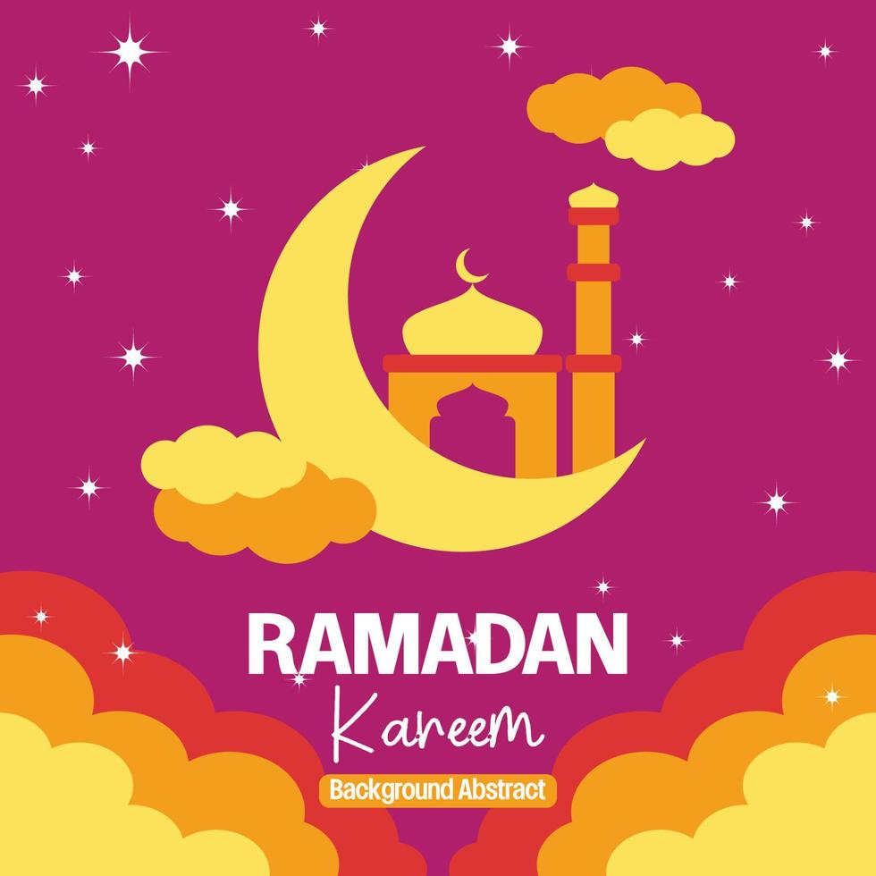 Editable Ramadan sale poster template. with paper cut ornaments, mosque, moon and stars. Design for social media and web. Vector illustration
