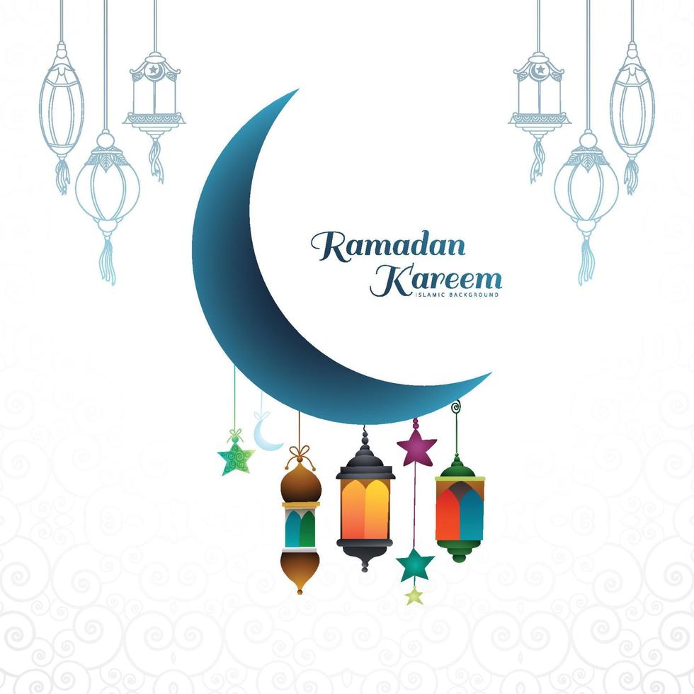 Ramadan kareem greeting card for muslim holiday background vector