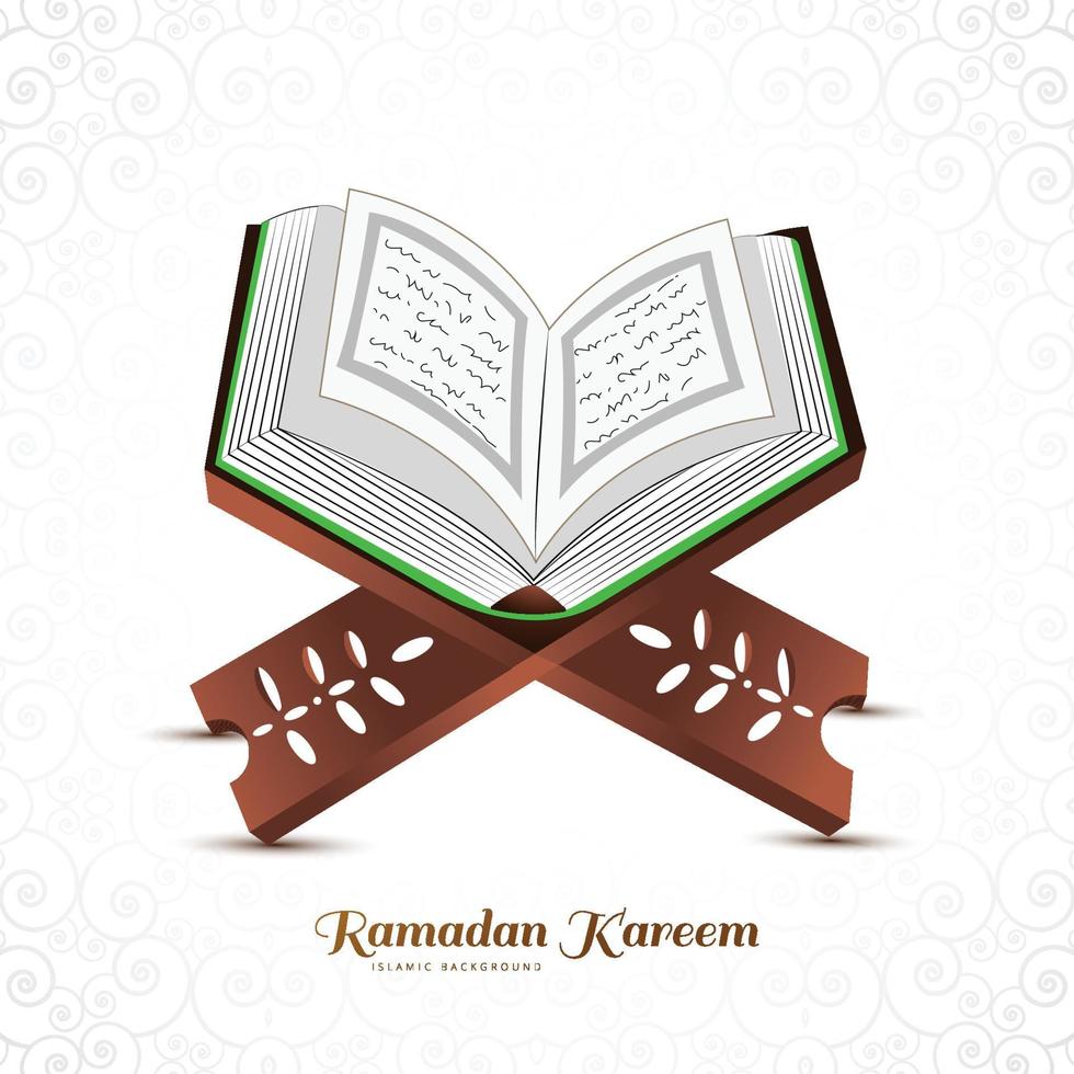 santo libro de el Corán en el estar Ramadán kareem tarjeta antecedentes vector