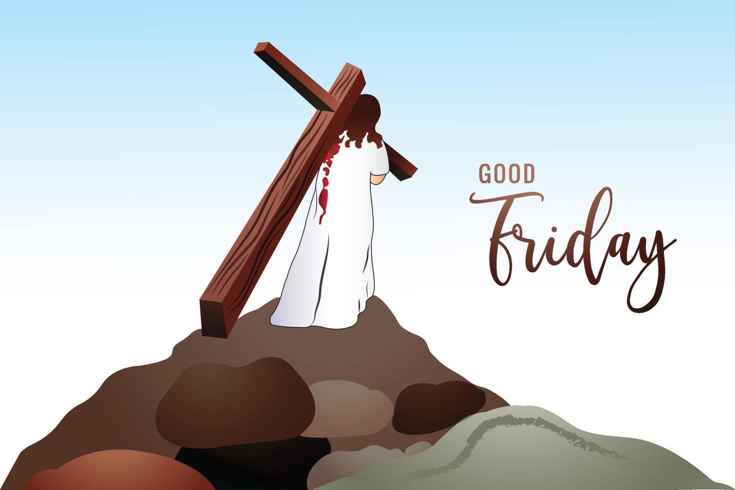 Good friday blessings with jesus carrying cross illustration card background vector