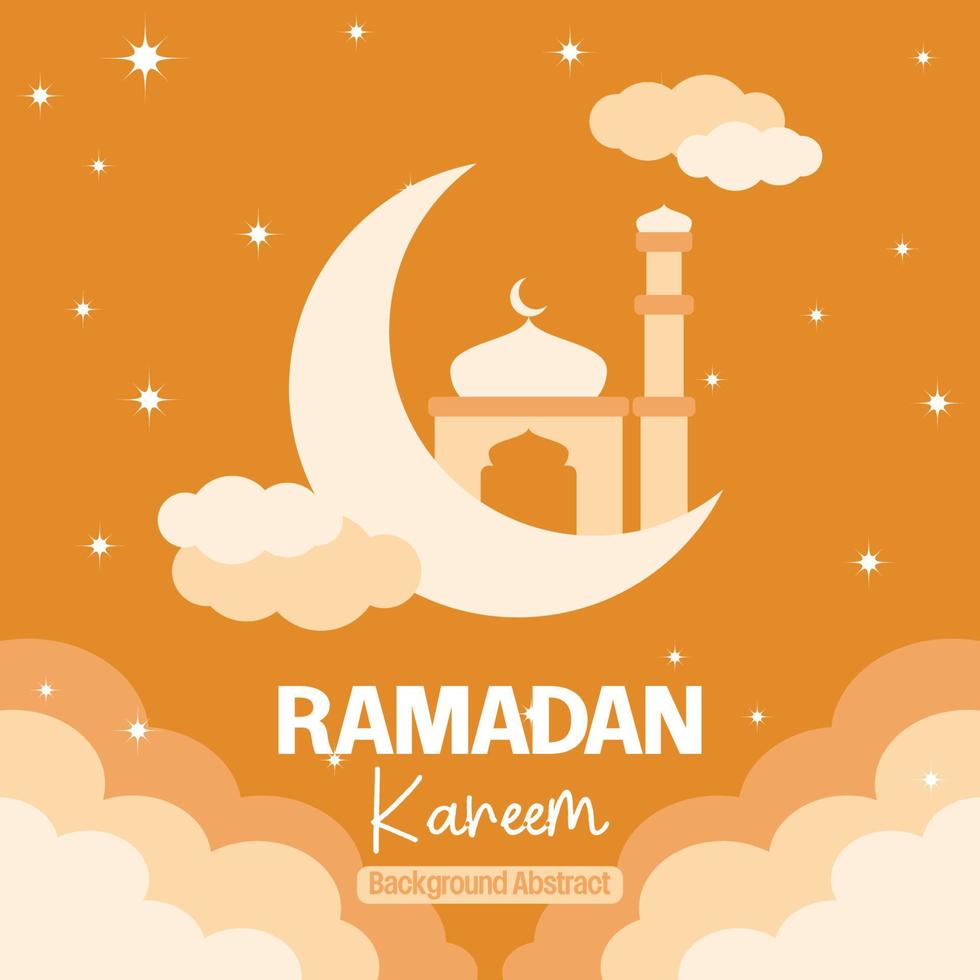 Editable Ramadan sale poster template. with paper cut ornaments, mosque, moon and stars. Design for social media and web. Vector illustration