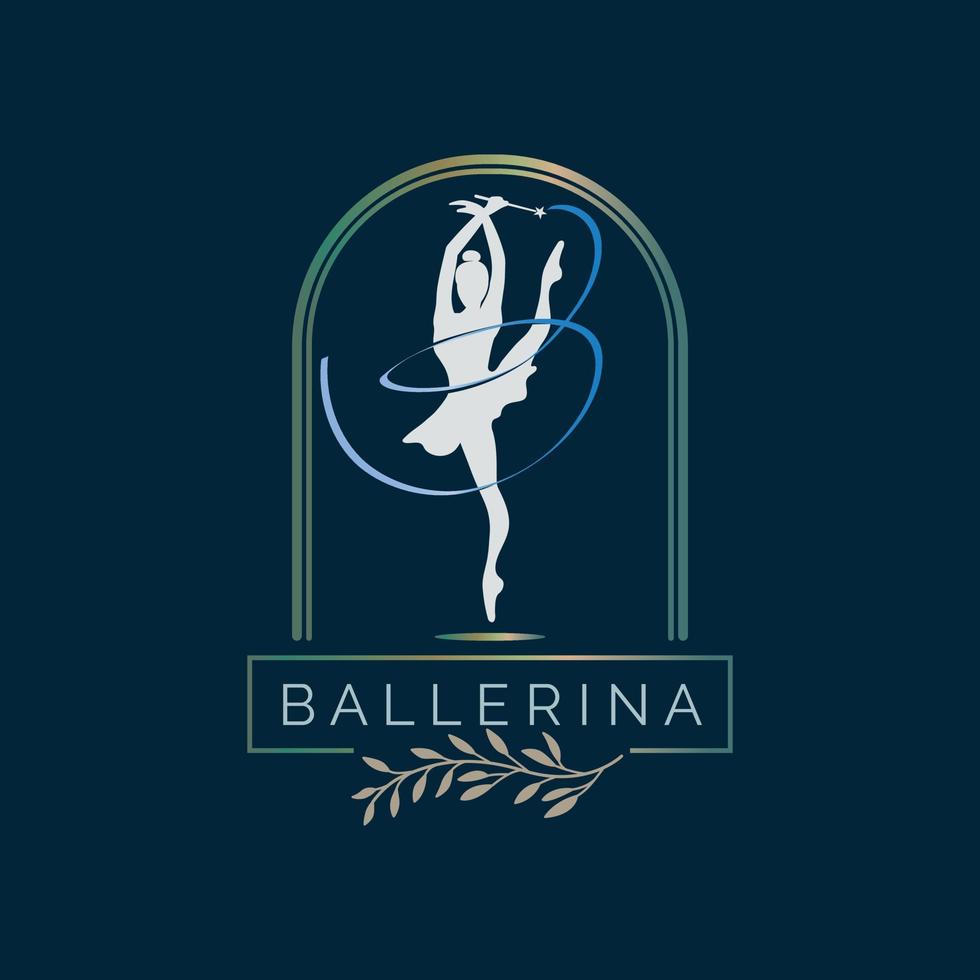 Ballerina dance in ballet motion dance style logo template design vector for brand or company and other