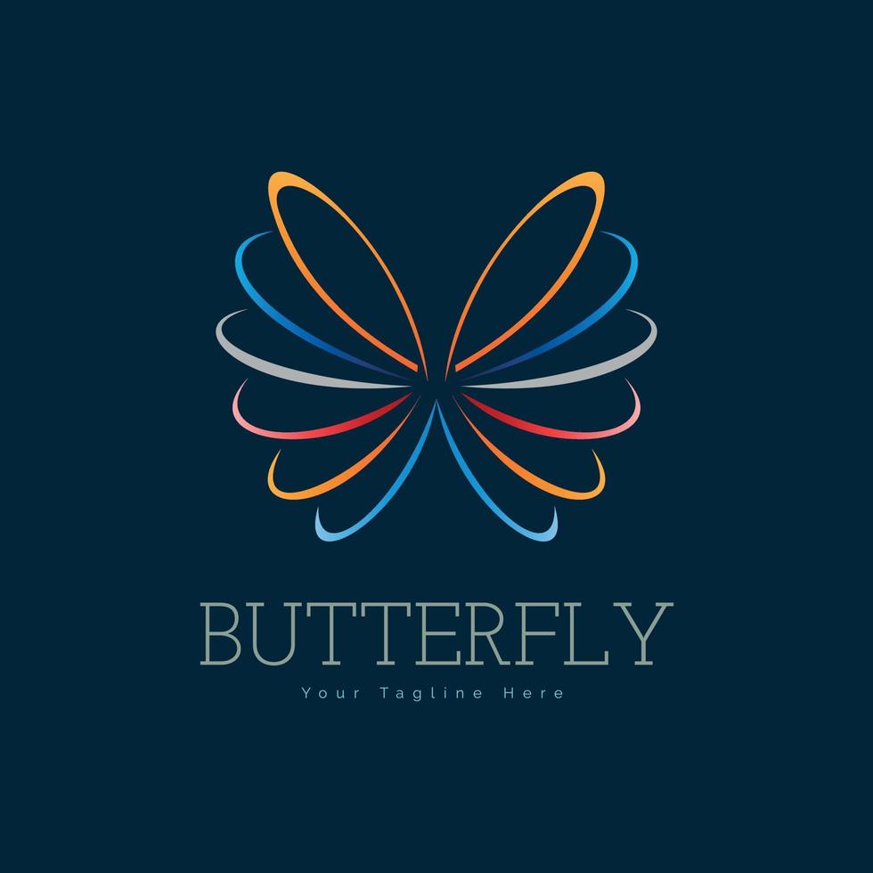 butterfly modern line logo template design for brand or company and other vector