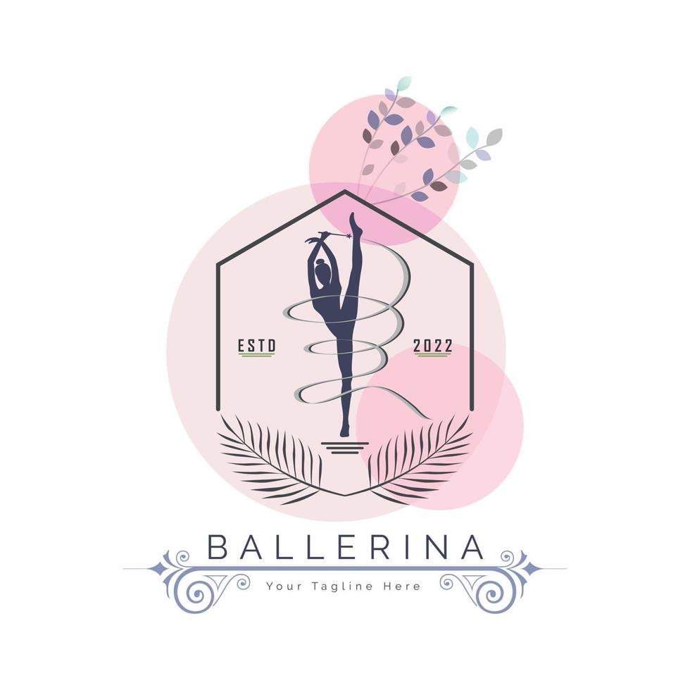 Ballerina dance in ballet motion dance style logo template design vector for brand or company and other