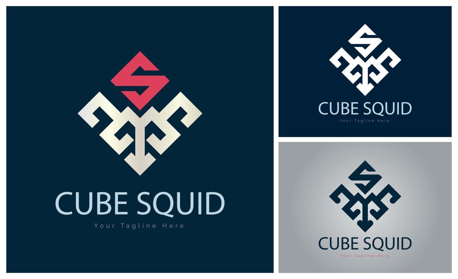 cube squid letter s modern logo template design vector for brand or company and other