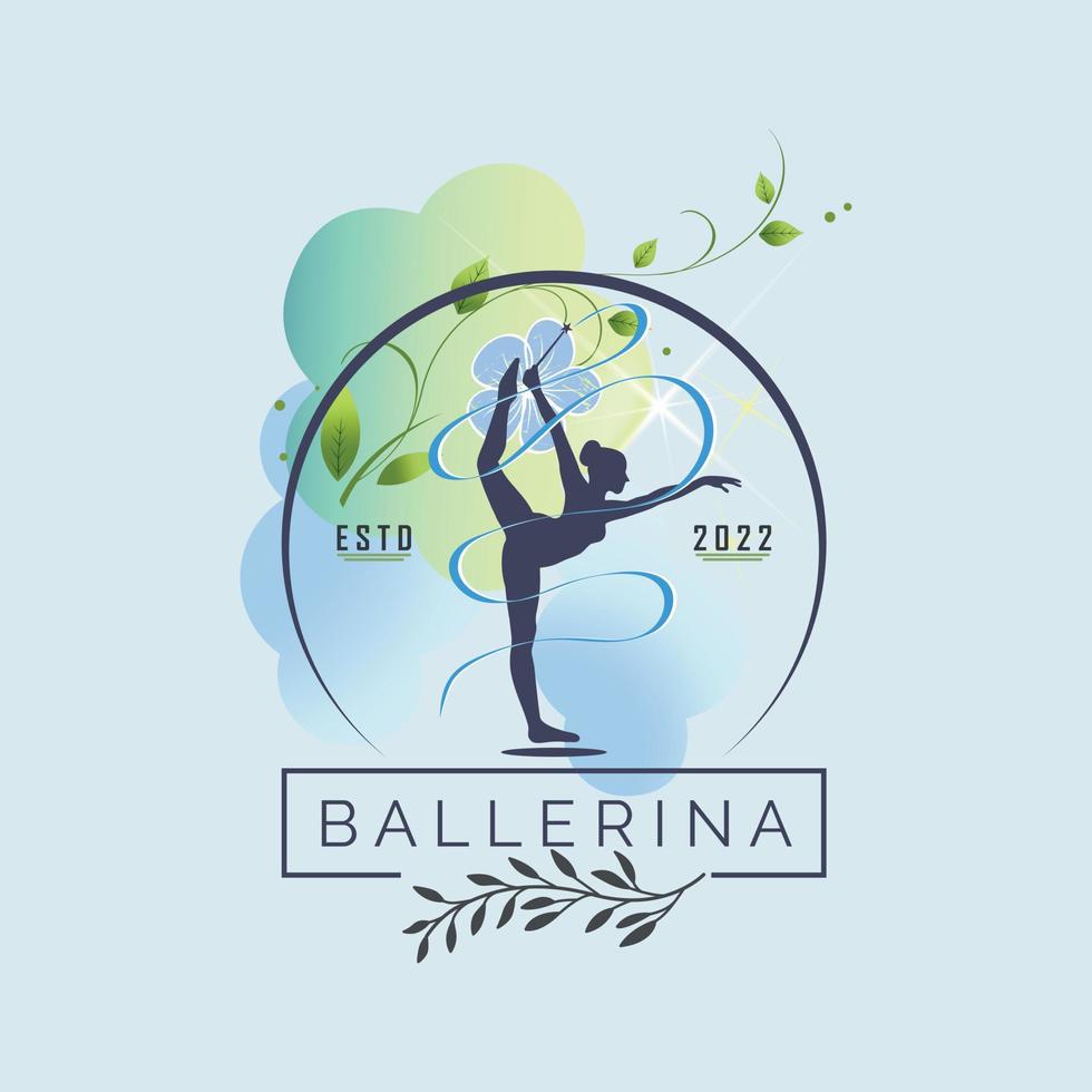 Ballerina dance in ballet motion dance style logo template design vector for brand or company and other