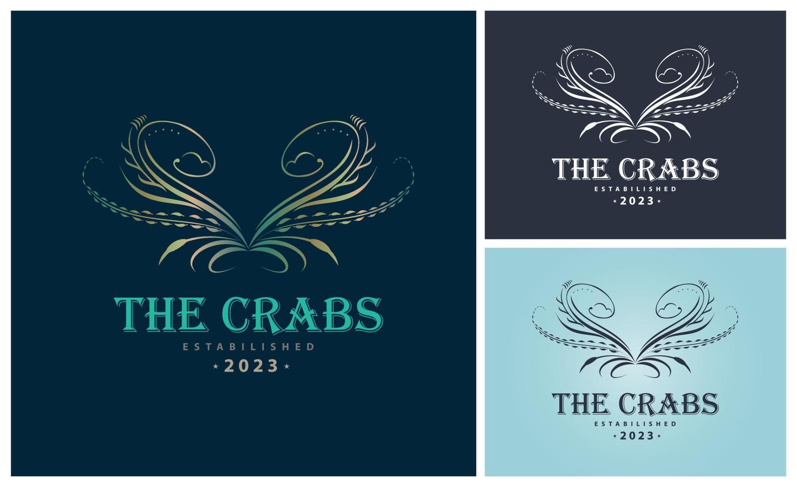 The Crabs calligraphy style luxury monogram logo template design for brand or company and other vector