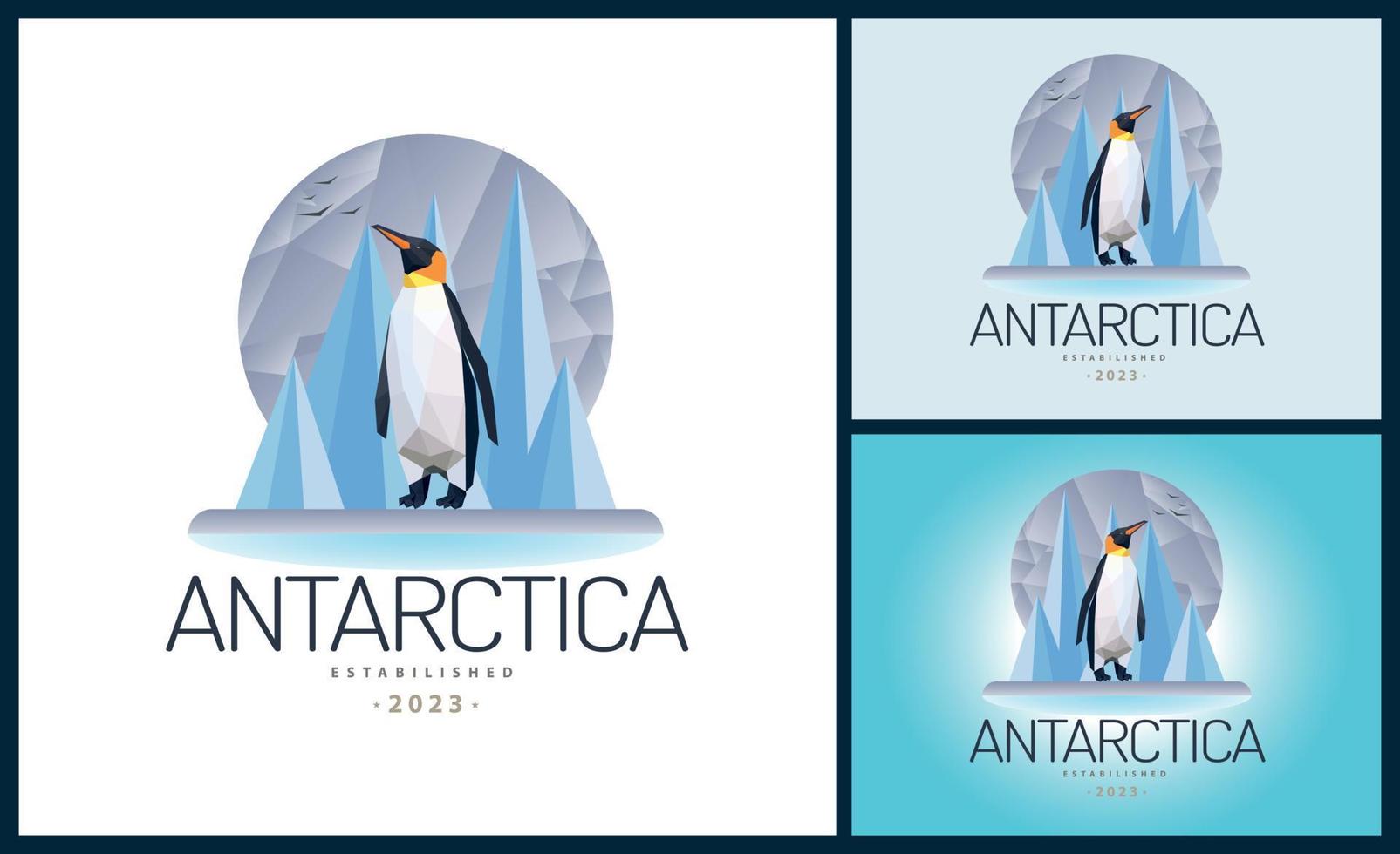 Antarctica penguin ice snow mosaic logo template design for brand or company and other vector