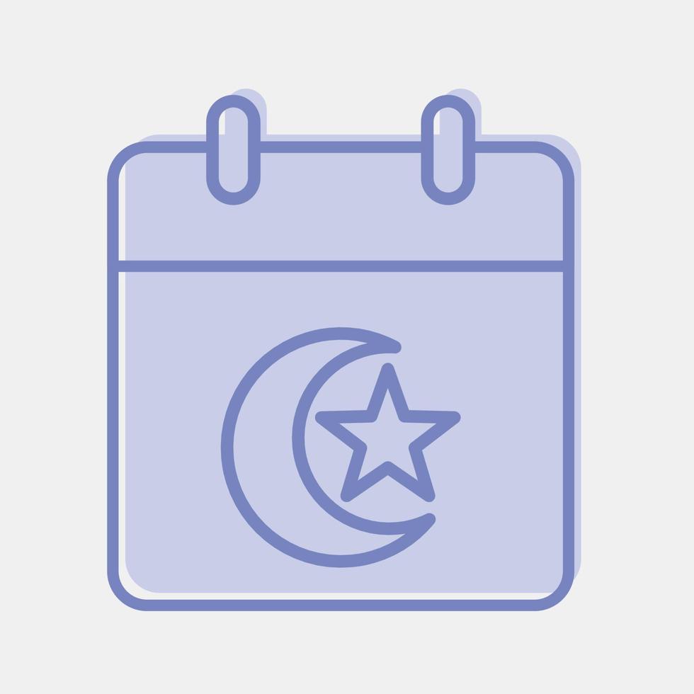 icono islámico calendario. islámico elementos de Ramadán, eid Alabama fitr, eid Alabama adha. íconos en dos tono estilo. bueno para huellas dactilares, carteles, logo, decoración, saludo tarjeta, etc. vector