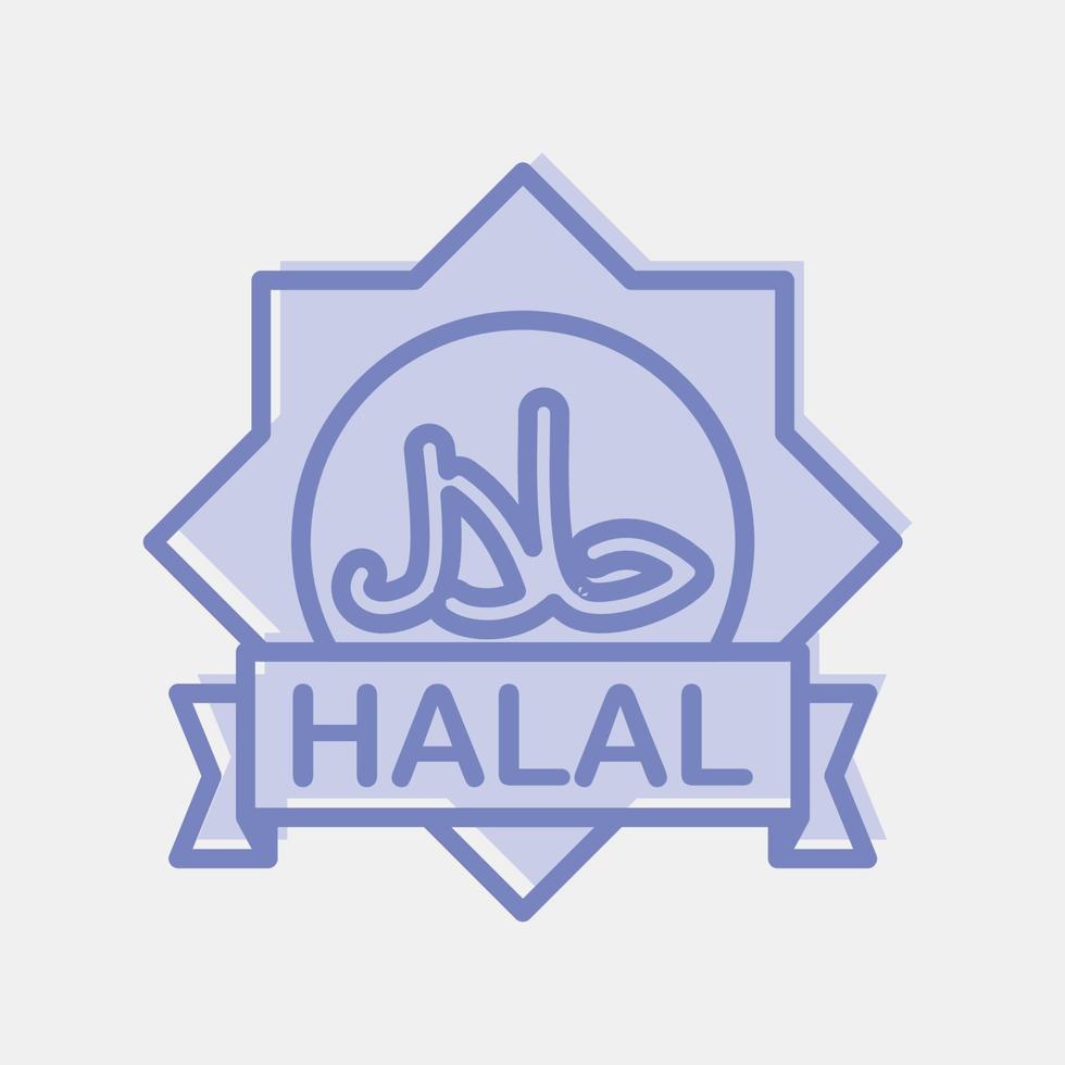 Icon halal. Islamic elements of Ramadhan, Eid Al Fitr, Eid Al Adha. Icons in two tone style. Good for prints, posters, logo, decoration, greeting card, etc. vector