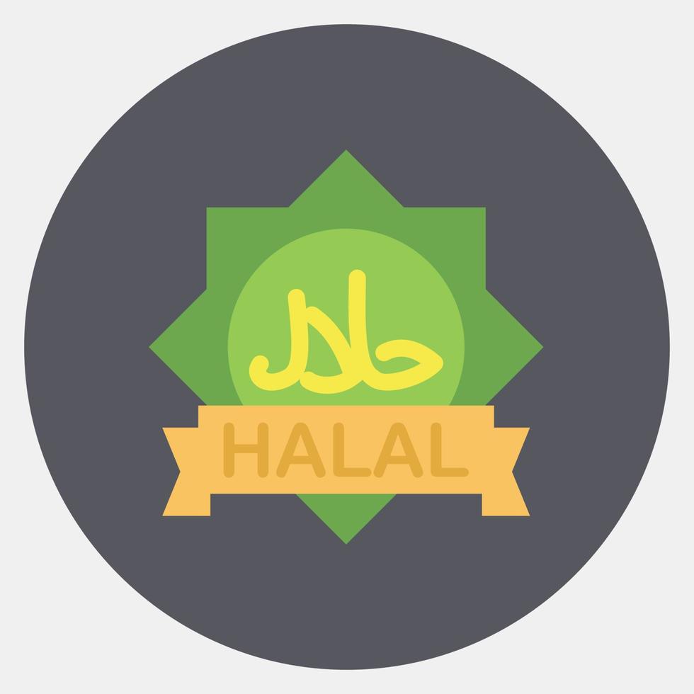 Icon halal. Islamic elements of Ramadhan, Eid Al Fitr, Eid Al Adha. Icons in color mate style. Good for prints, posters, logo, decoration, greeting card, etc. vector