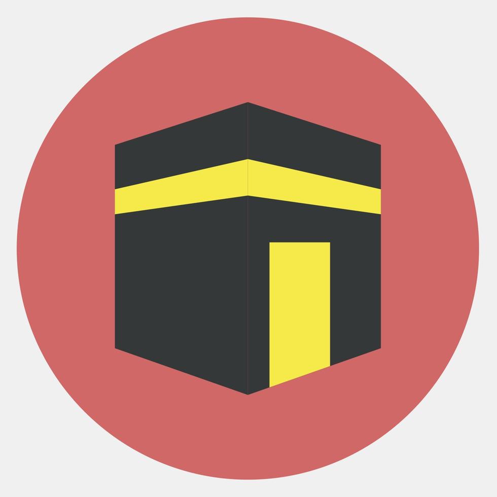 Icon kaaba mecca. Islamic elements of Ramadhan, Eid Al Fitr, Eid Al Adha. Icons in color mate style. Good for prints, posters, logo, decoration, greeting card, etc. vector