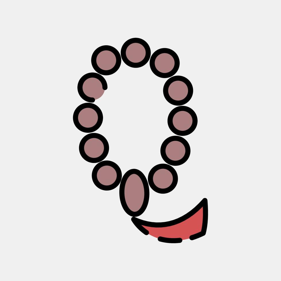 Icon islamic beads. Islamic elements of Ramadhan, Eid Al Fitr, Eid Al Adha. Icons in filled line style. Good for prints, posters, logo, decoration, greeting card, etc. vector