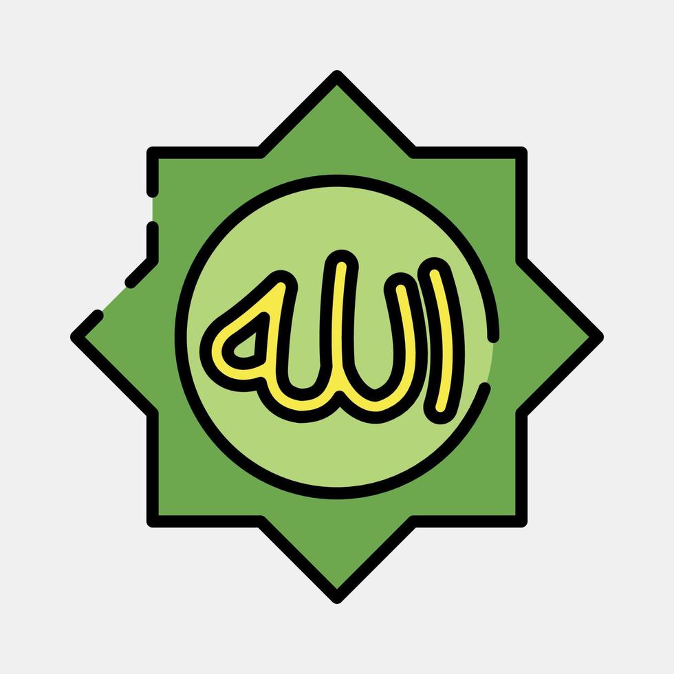 Icon Allah word. Islamic elements of Ramadhan, Eid Al Fitr, Eid Al Adha. Icons in filled line style. Good for prints, posters, logo, decoration, greeting card, etc. vector
