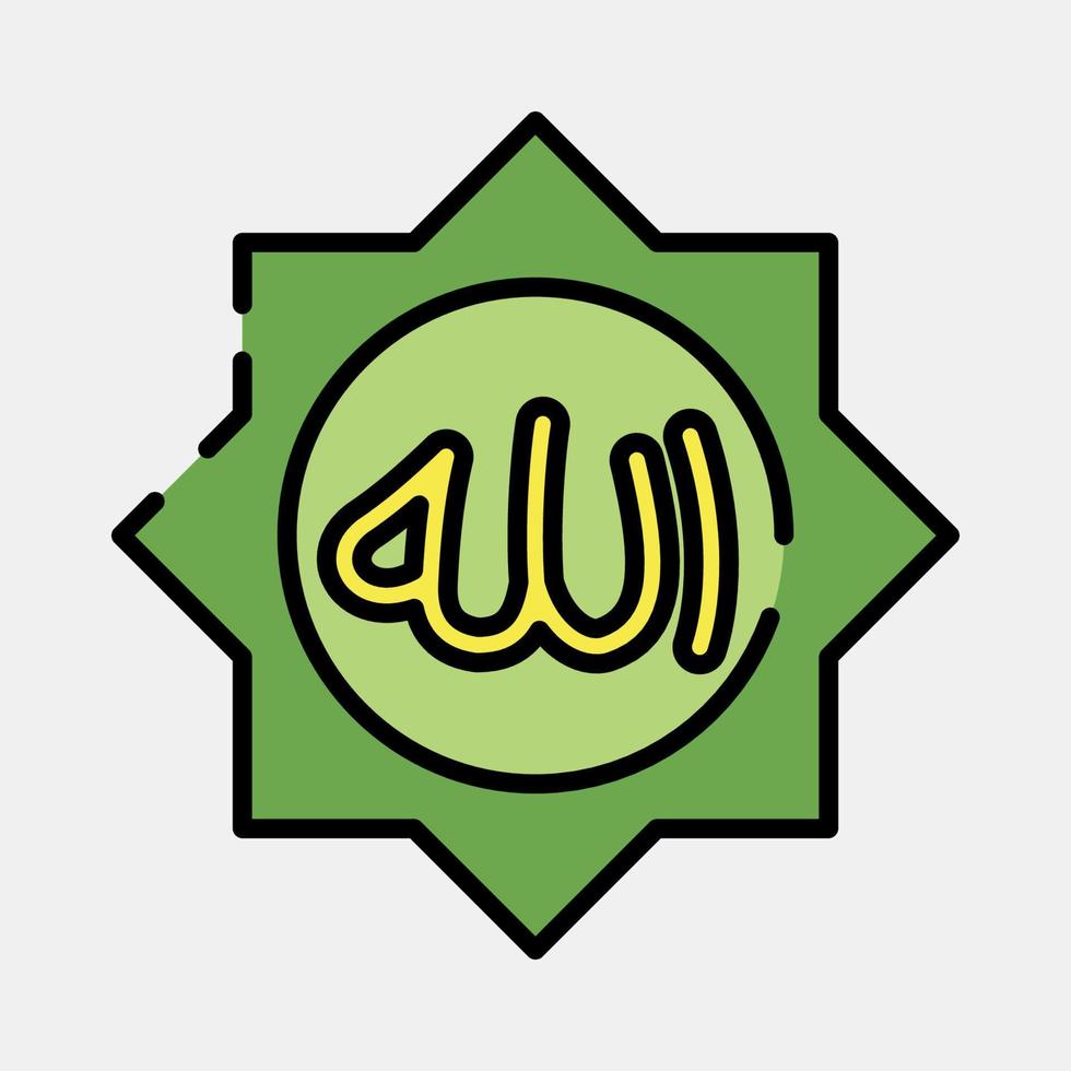 icono Alá palabra. islámico elementos de Ramadán, eid Alabama fitr, eid Alabama adha. íconos en lleno línea estilo. bueno para huellas dactilares, carteles, logo, decoración, saludo tarjeta, etc. vector