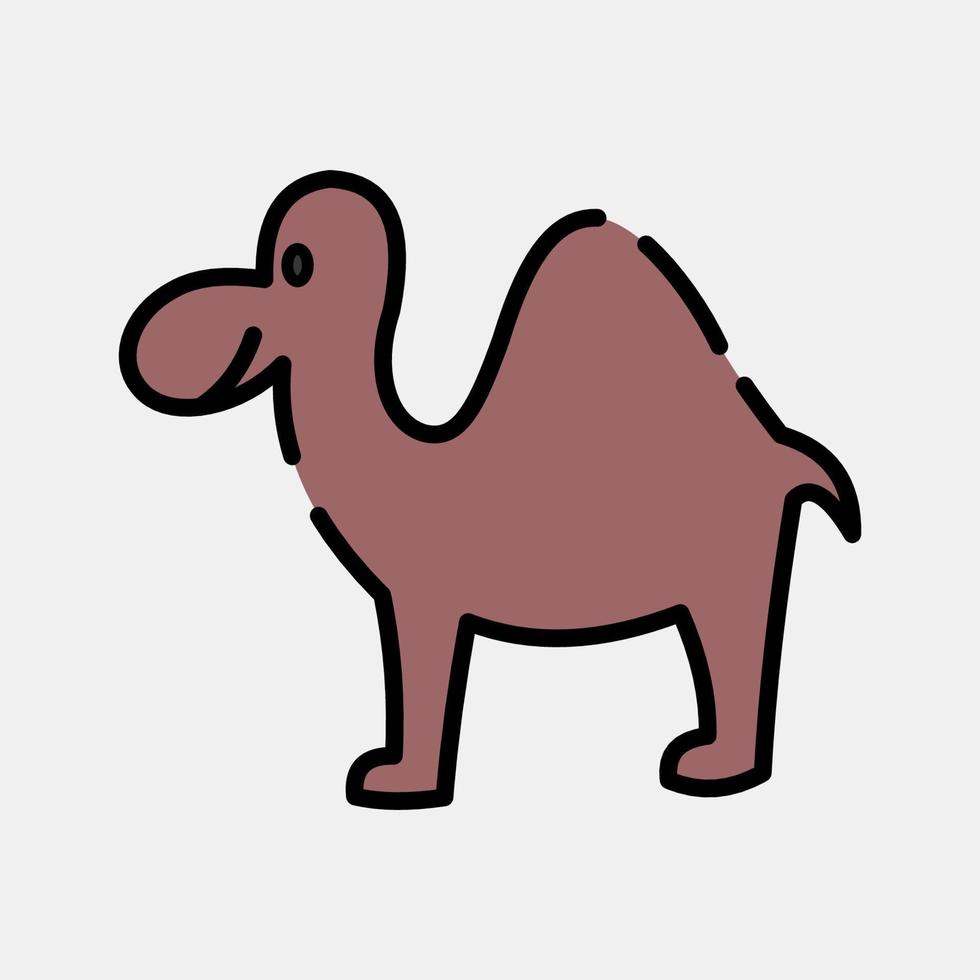Icon camel. Islamic elements of Ramadhan, Eid Al Fitr, Eid Al Adha. Icons in filled line style. Good for prints, posters, logo, decoration, greeting card, etc. vector