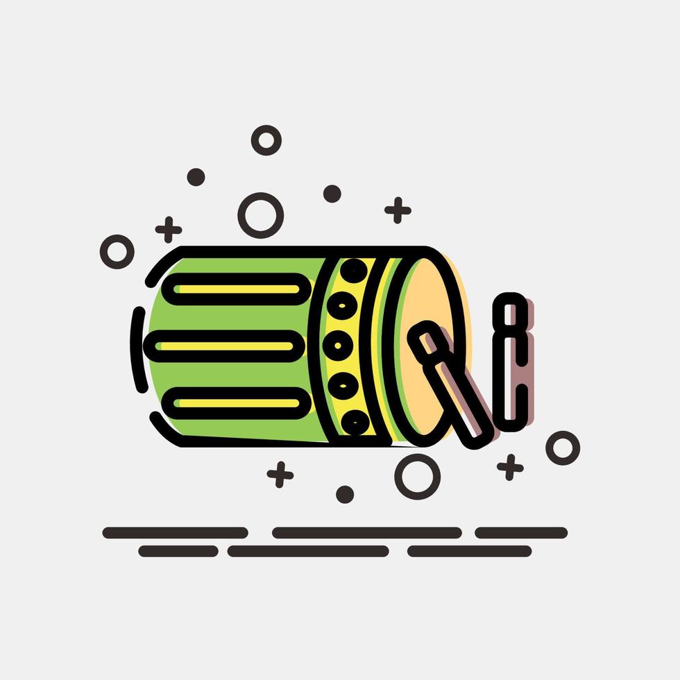 Icon islamic drum. Islamic elements of Ramadhan, Eid Al Fitr, Eid Al Adha. Icons in MBE style. Good for prints, posters, logo, decoration, greeting card, etc. vector