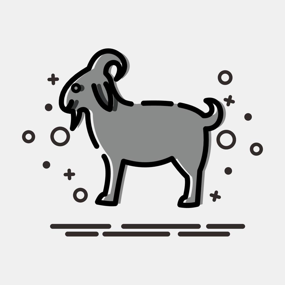 Icon goat. Islamic elements of Ramadhan, Eid Al Fitr, Eid Al Adha. Icons in MBE style. Good for prints, posters, logo, decoration, greeting card, etc. vector