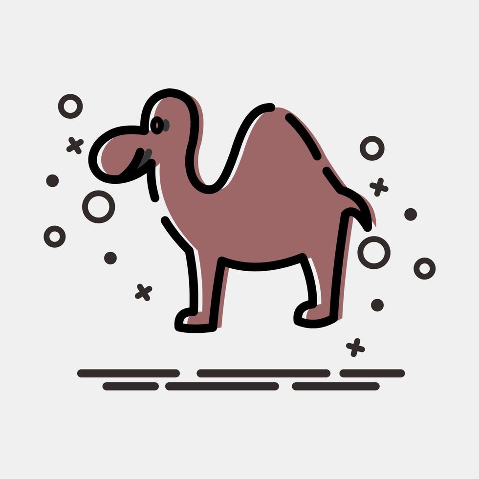 Icon camel. Islamic elements of Ramadhan, Eid Al Fitr, Eid Al Adha. Icons in MBE style. Good for prints, posters, logo, decoration, greeting card, etc. vector