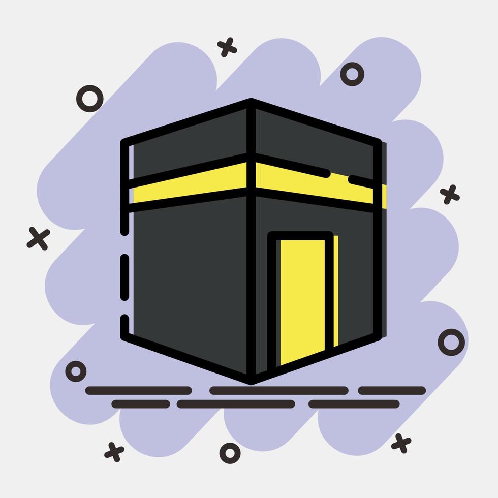 Icon kaaba mecca. Islamic elements of Ramadhan, Eid Al Fitr, Eid Al Adha. Icons in comic style. Good for prints, posters, logo, decoration, greeting card, etc. vector