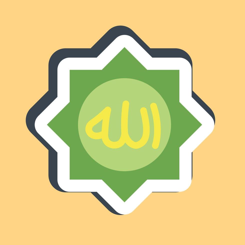 Sticker Allah word. Islamic elements of Ramadhan, Eid Al Fitr, Eid Al Adha. Good for prints, posters, logo, decoration, greeting card, etc. vector