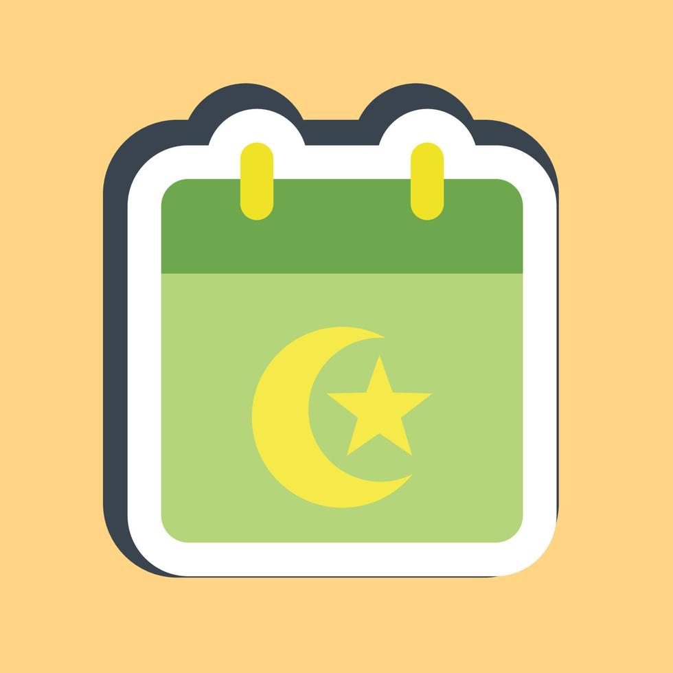 Sticker islamic calendar. Islamic elements of Ramadhan, Eid Al Fitr, Eid Al Adha. Good for prints, posters, logo, decoration, greeting card, etc. vector