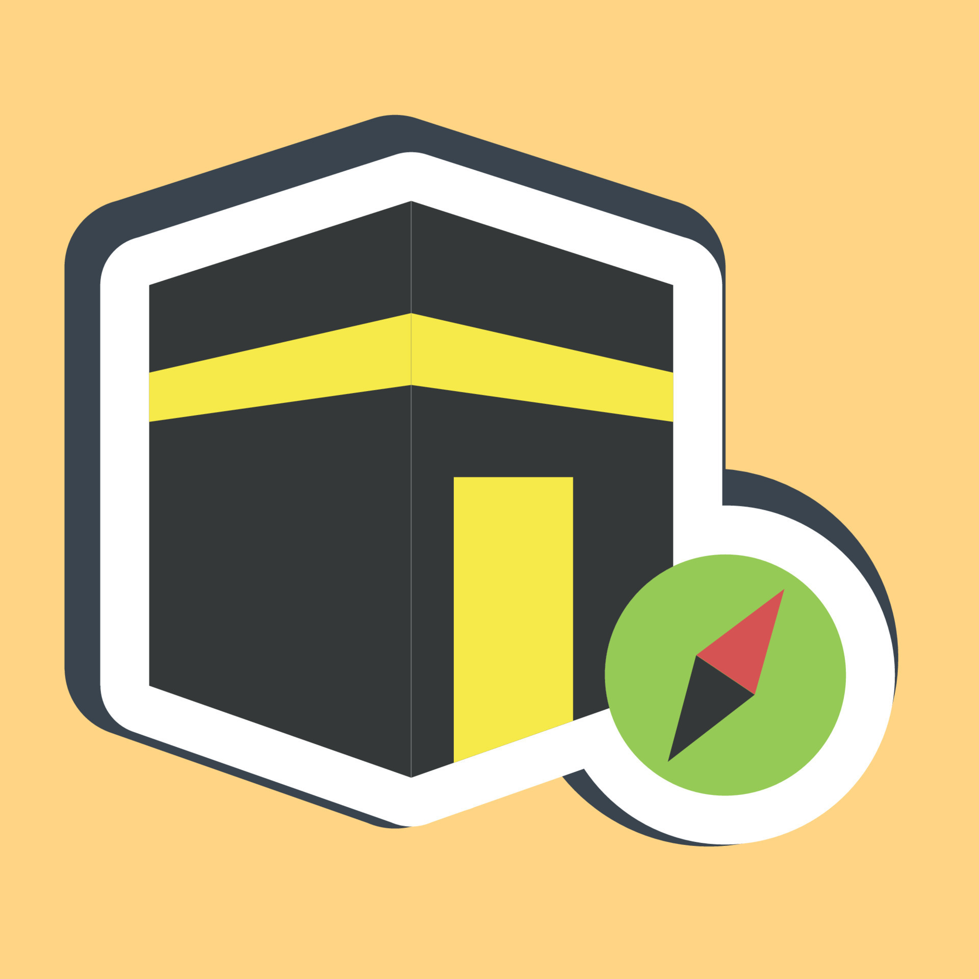 Sticker qibla direction. Islamic elements of Ramadhan, Eid Al Fitr, Eid