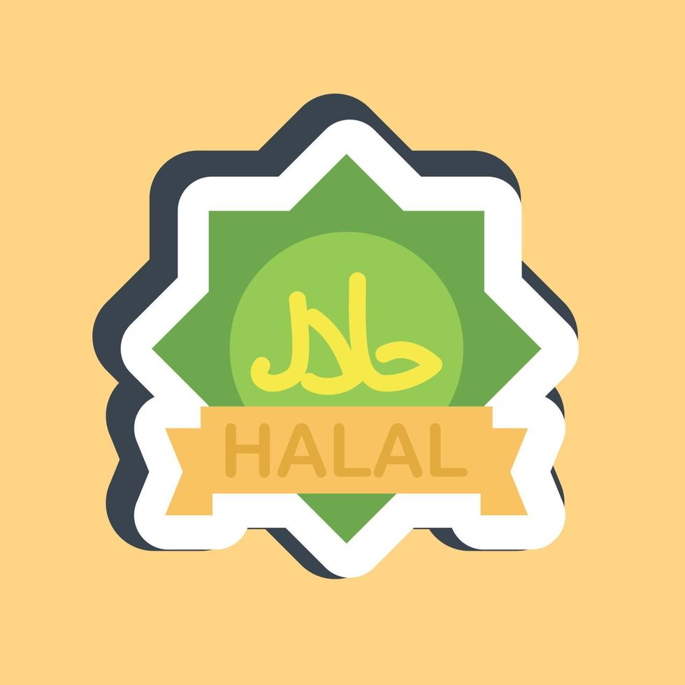 Sticker halal. Islamic elements of Ramadhan, Eid Al Fitr, Eid Al Adha. Good for prints, posters, logo, decoration, greeting card, etc. vector