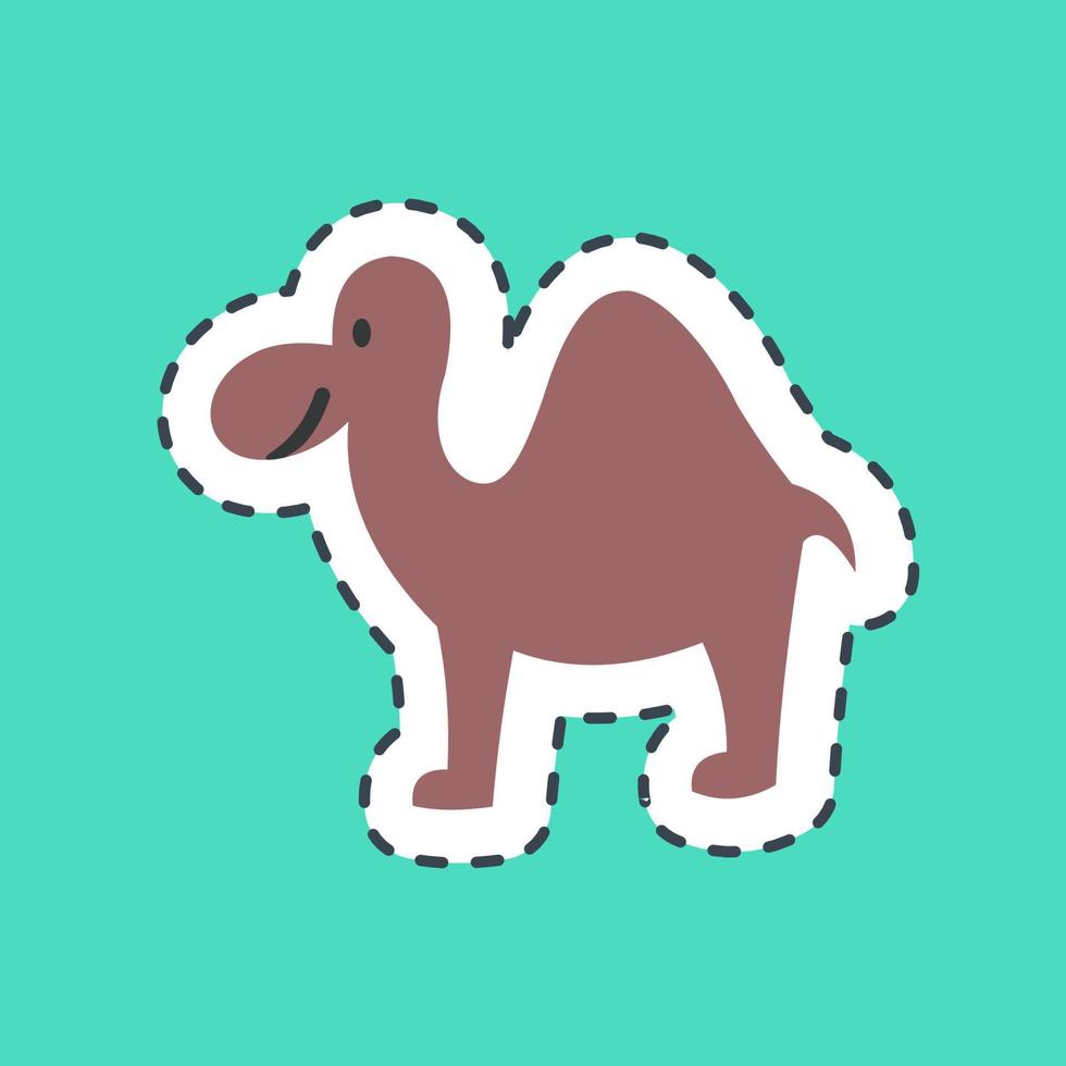 Sticker line cut camel. Islamic elements of Ramadhan, Eid Al Fitr, Eid Al Adha. Good for prints, posters, logo, decoration, greeting card, etc. vector