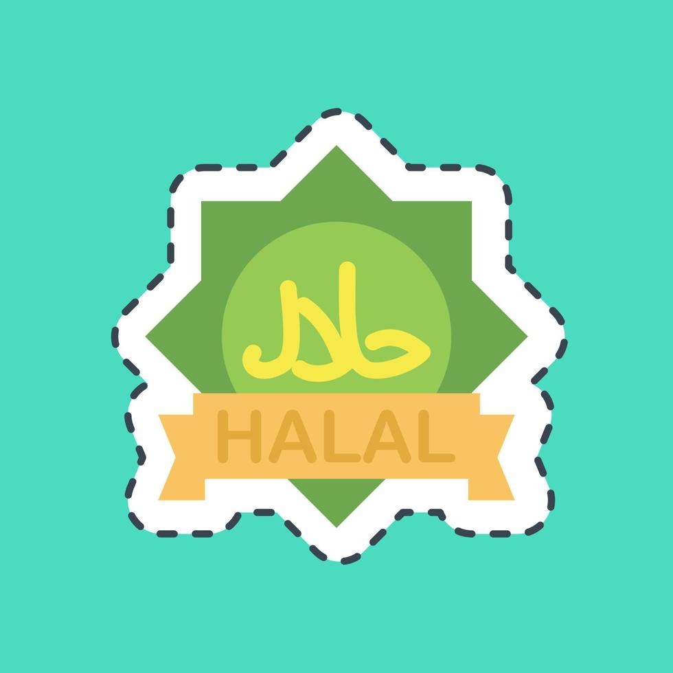 pegatina línea cortar halal. islámico elementos de Ramadán, eid Alabama fitr, eid Alabama adha. bueno para huellas dactilares, carteles, logo, decoración, saludo tarjeta, etc. vector