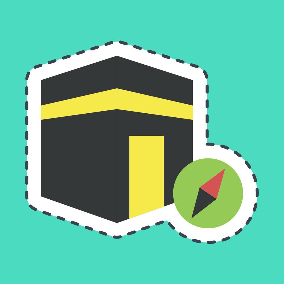 Sticker line cut qibla direction. Islamic elements of Ramadhan, Eid Al Fitr, Eid Al Adha. Good for prints, posters, logo, decoration, greeting card, etc. vector