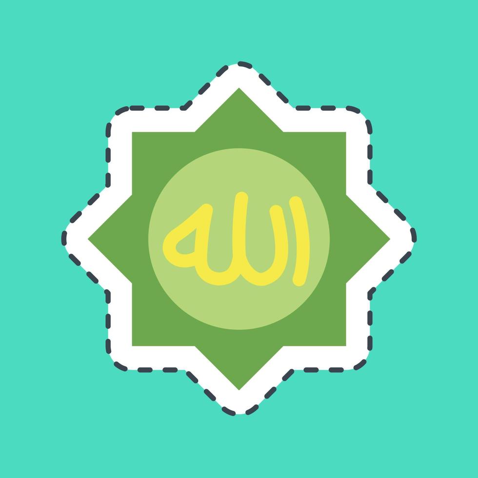 Sticker line cut Allah word. Islamic elements of Ramadhan, Eid Al Fitr, Eid Al Adha. Good for prints, posters, logo, decoration, greeting card, etc. vector