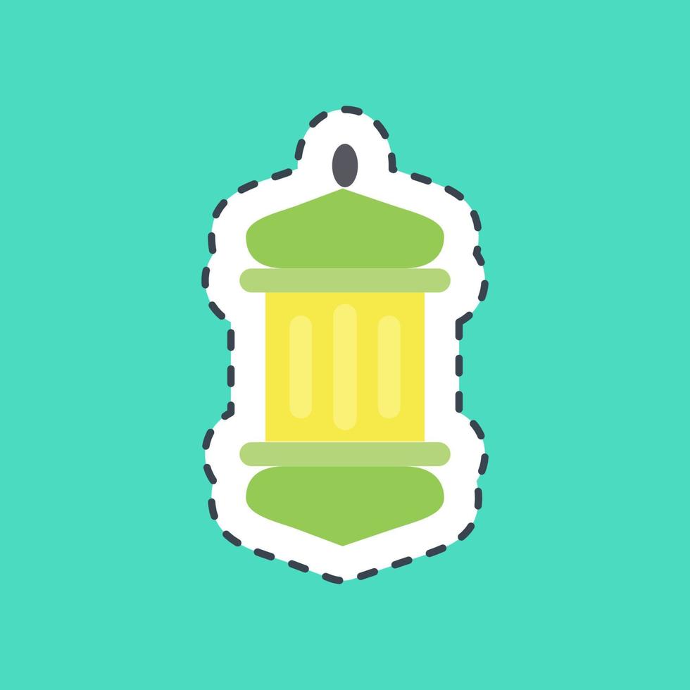 Sticker line cut islamic lantern. Islamic elements of Ramadhan, Eid Al Fitr, Eid Al Adha. Good for prints, posters, logo, decoration, greeting card, etc. vector