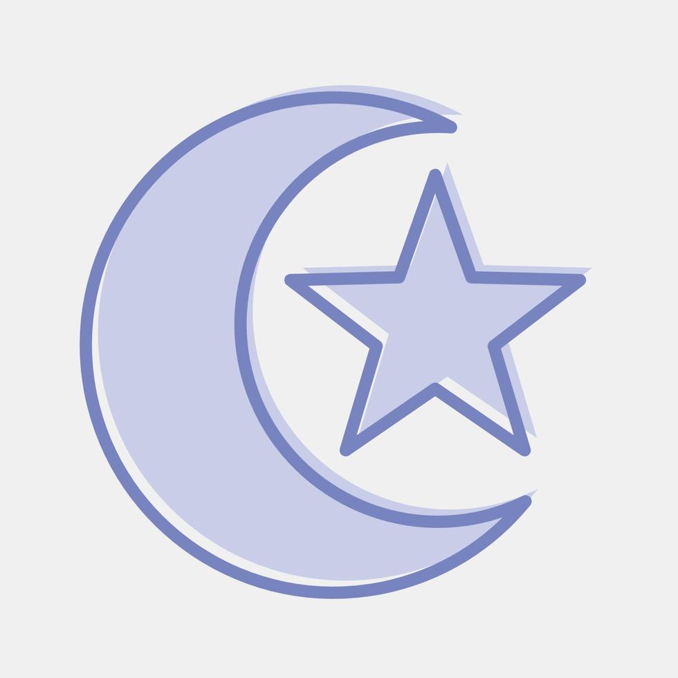 icono Luna y estrella. islámico elementos de Ramadán, eid Alabama fitr, eid Alabama adha. íconos en dos tono estilo. bueno para huellas dactilares, carteles, vector