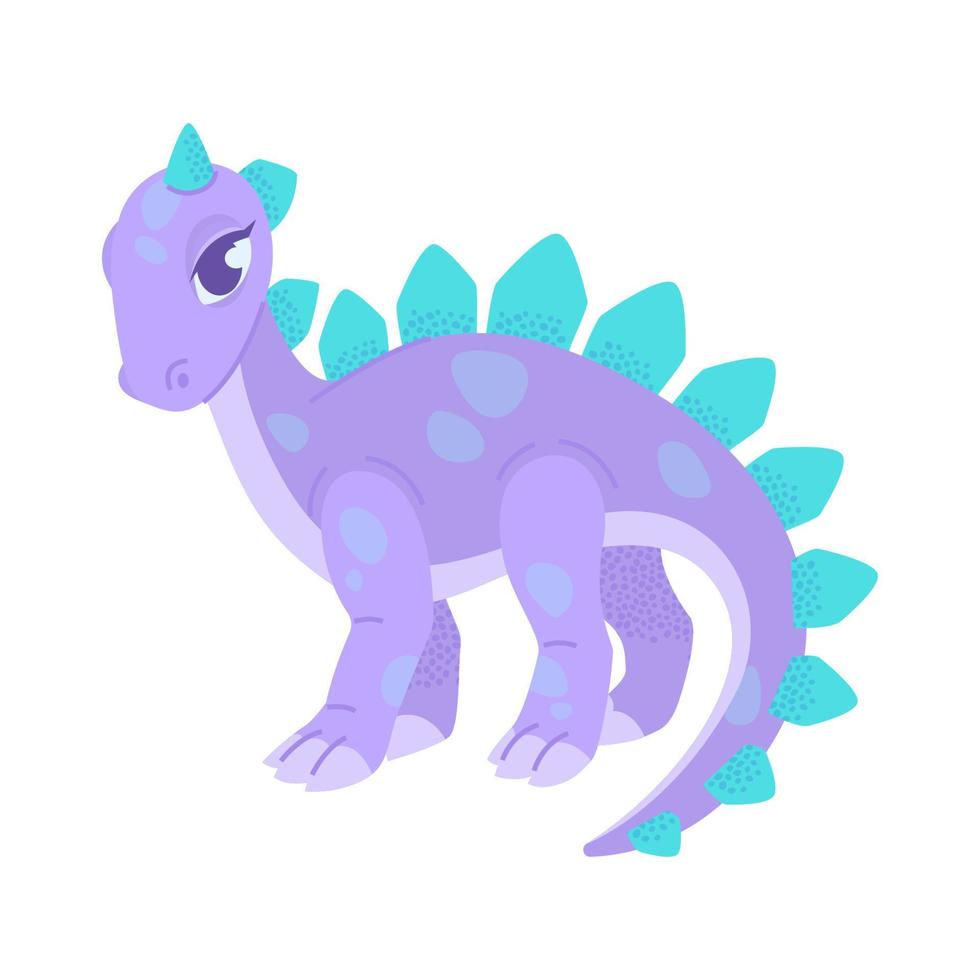 Herbivorous stegosaurus dinosaur, cute cartoon vector illustration.