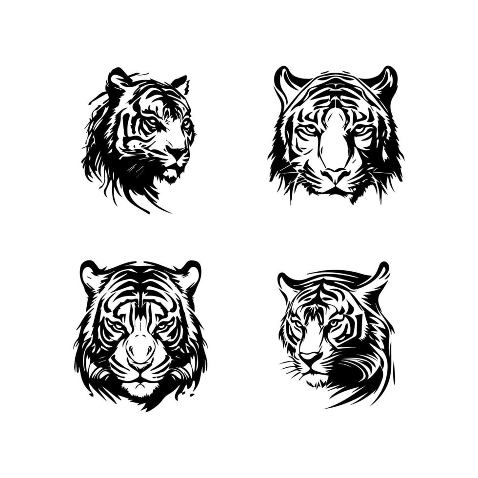desatraillar tu interior Tigre con nuestra Tigre logo silueta recopilación. mano dibujado con amar, estos ilustraciones son Por supuesto a añadir un toque de poder y ferocidad a tu proyecto vector